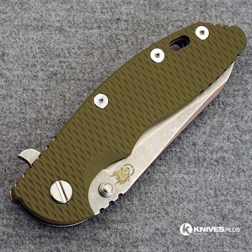 Hinderer Knives XM-18 3.5 Inch Knife - Gen 5 Sheepsfoot - Stonewash - OD Green G-10 Handle