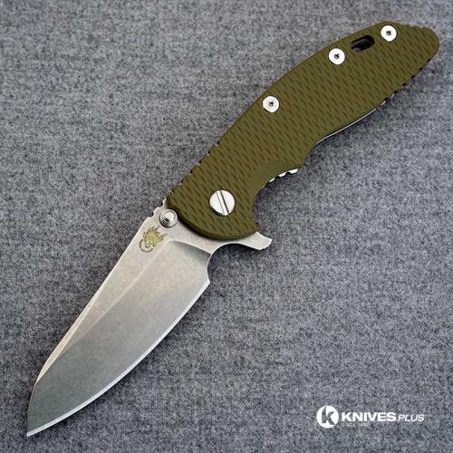 Hinderer Knives XM-18 3.5 Inch Knife - Gen 6 Sheepsfoot - Tri Way Pivot - Stonewash - OD Green G-10 Handle