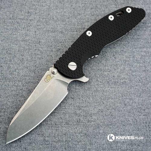 Hinderer Knives XM-18 3.5 Inch Knife - Gen 6 Sheepsfoot - Tri Way Pivot - Stonewash - Black G-10 Handle