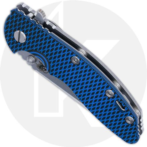 Hinderer Knives XM-18 3.5 Inch Knife - Spear Point - Stonewash - S45VN - Tri Way Pivot - Blue / Black G-10