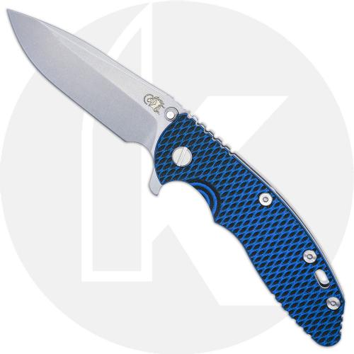 Hinderer Knives XM-18 3.5 Inch Knife - Spear Point - Stonewash - S45VN - Tri Way Pivot - Blue / Black G-10