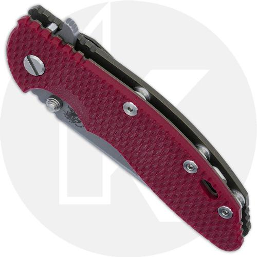 Hinderer Knives XM-18 3.5 Inch Knife - S45VN Spear Point - Working Finish - Red G10 / Battle Bronze Ti