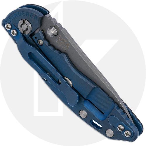 Hinderer Knives XM-18 3 Inch Knife - Slicer Non-Flipper - Working Finish - 20CV - Tri Way Pivot - Black G-10 / Battle Blue Ti