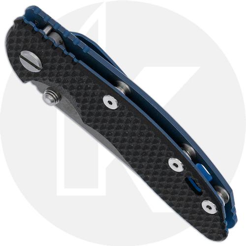 Hinderer Knives XM-18 3 Inch Knife - Slicer Non-Flipper - Working Finish - 20CV - Tri Way Pivot - Black G-10 / Battle Blue Ti