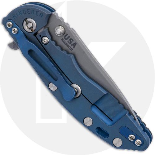 Rick Hinderer Knives SKINNY XM-18 3.5 Inch Knife - Slicer - Working Finish - MagnaCut - Black G10 / Battle Blue Ti