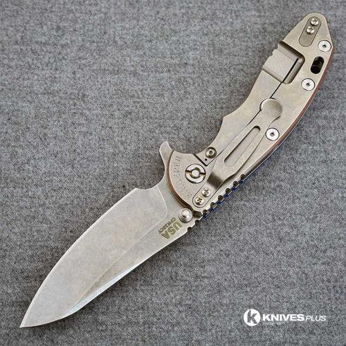 Hinderer Knives XM-18 3.5 Inch Knife - Gen 5 Sheepsfoot - Stonewash - Blue G-10 Handle
