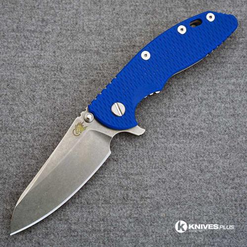 Hinderer Knives XM-18 3.5 Inch Knife - Gen 6 Sheepsfoot - Tri Way Pivot - Stonewash - Blue G-10 Handle