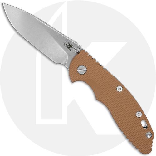 Rick Hinderer Knives XM-18 3.5 Inch Knife - Slicer - Stonewash - S45VN - Coyote G10 - Non-Flipper