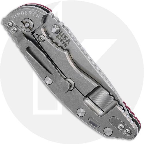 Rick Hinderer Knives XM-18 3.5 Inch Knife - Slicer - Stonewash - S45VN - Red G10 - Non-Flipper