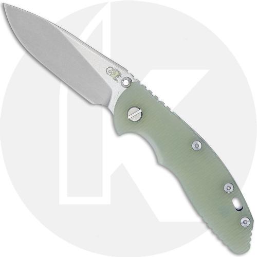 Rick Hinderer Knives XM-18 3.5 Inch Knife - Slicer - Stonewash - S45VN - Translucent Green G10 - Non-Flipper