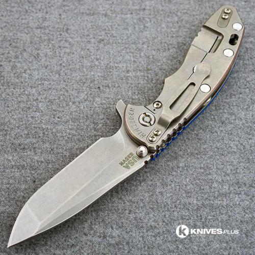 Hinderer Knives XM-18 3.5 Inch Knife - Gen 5 Spanto - Stonewash - Blue G-10 Handle