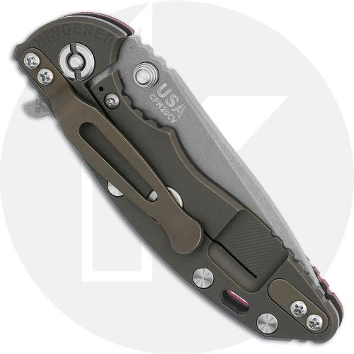 Hinderer XM-18 3.0 Inch Knife - Spanto - Working Finish - 20CV - Red G-10 / Battle Bronze Titanium