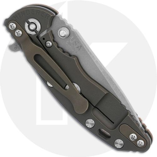 Hinderer XM-18 3.0 Inch Knife - Spanto - Working Finish - 20CV - Coyote G-10 / Battle Bronze Titanium