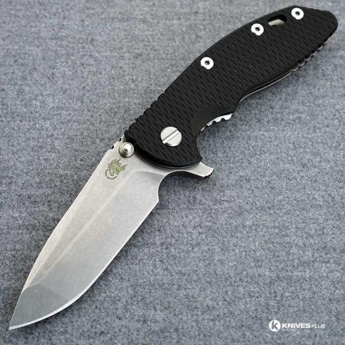 Hinderer Knives XM-18 3.5 Inch Knife - Gen 5 Spanto - Stonewash - Black G-10 Handle