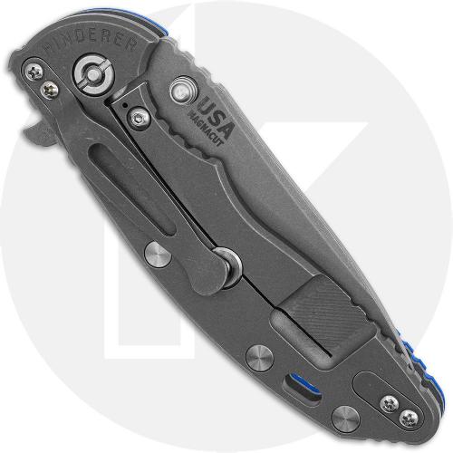 Rick Hinderer Knives SKINNY XM-18 3.5 Inch Knife - Hollow Grind Slicer - Working Finish - MagnaCut - Blue G10