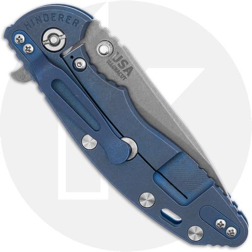 Rick Hinderer Knives SKINNY XM-18 3.5 Inch Knife - Hollow Grind Slicer - Working Finish - MagnaCut - Translucent Green G10/Battl