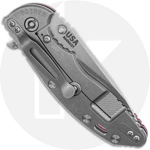 Rick Hinderer Knives SKINNY XM-18 3.5 Inch Knife - Hollow Grind Slicer - Stonewash Finish - MagnaCut - Red G10