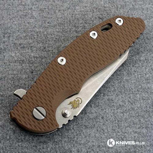 Hinderer Knives XM-18 3.5 Inch Knife - Gen 5 Wharncliffe - Stonewash - CPM 20CV - Flat Dark Earth G-10 Handle