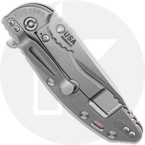 Rick Hinderer Knives SKINNY XM-18 3.5 Inch Knife - Hollow Grind Slicer - Stonewash Finish - MagnaCut - Orange G10