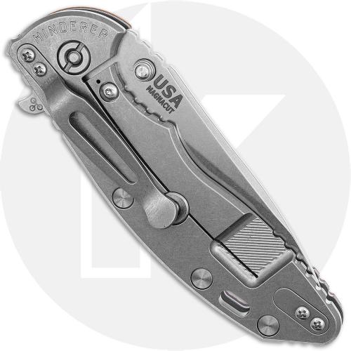 Rick Hinderer Knives SKINNY XM-18 3.5 Inch Knife - Hollow Grind Slicer - Stonewash Finish - MagnaCut - Coyote G10