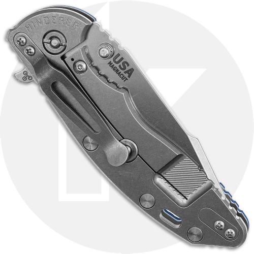 Rick Hinderer XM-18 3.5 Inch Knife - Skinny Harpoon Spanto - Stonewash Finish - MagnaCut - Blue/Black G10