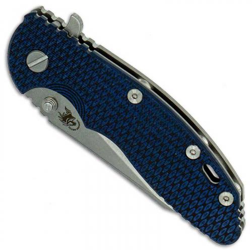 Hinderer Knives XM-18 3.5 Inch Knife - Gen 5 Wharncliffe - Stonewash - CPM 20CV - Blue / Black G-10 Handle