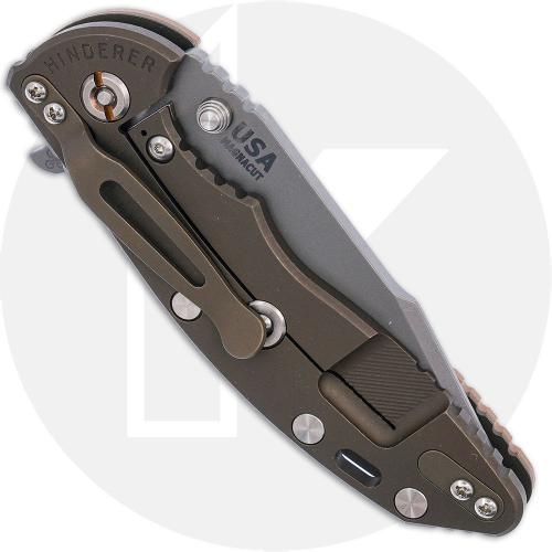 Rick Hinderer XM-18 3.5 Inch Knife - Harpoon Spanto - Working Finish - MagnaCut - Coyote G10 / Battle Bronze Titanium