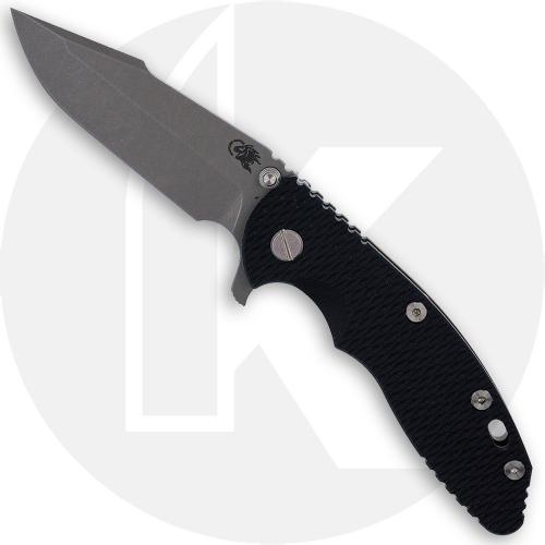 Rick Hinderer XM-18 3.5 Inch Knife - Harpoon Spanto - Working Finish - MagnaCut - Black G10 / Battle Bronze Titanium
