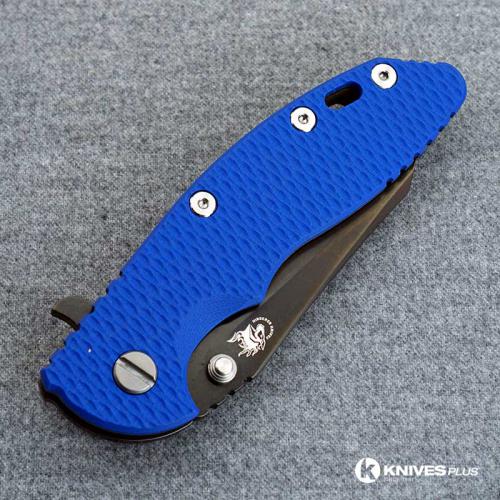 Hinderer Knives XM-18 3.5 Inch Knife - Gen 6 Wharncliffe - Stonewash Black DLC - CPM 20CV - Blue G-10 Handle