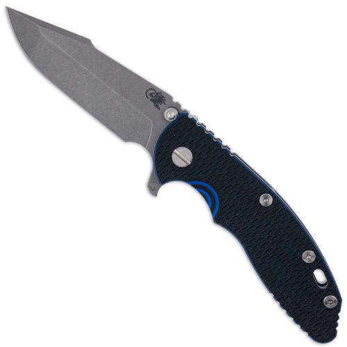 Rick Hinderer XM-18 3.5 Inch Knife - Skinny Harpoon Spanto - Working Finish - MagnaCut - Blue/Black G10