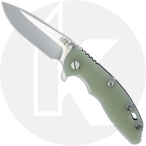 Rick Hinderer XM-18 3.25 Inch Knife - S45VN Spear Point - Stonewash Finish - Translucent Green G10