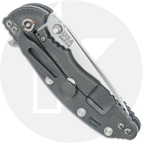 Rick Hinderer XM-18 3.25 Inch Knife - Stonewashed S45VN Spear Point - Black G10 / Working Finish Titanium