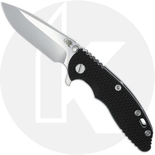 Rick Hinderer XM-18 3.25 Inch Knife - Stonewashed S45VN Spear Point - Black G10 / Working Finish Titanium