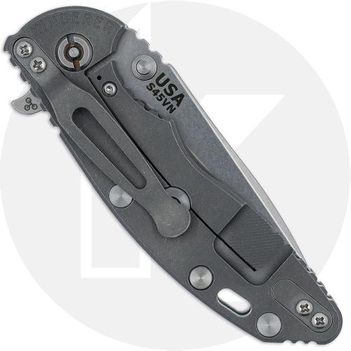 Rick Hinderer XM-18 3.25 Inch Knife - Stonewashed S45VN Spear Point - Blue/Black G10 / Working Finish Titanium