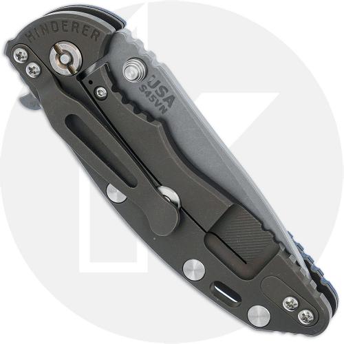 Rick Hinderer XM-18 3.25 Inch Knife - S45VN Spear Point - Working Finish - Blue/Black G10 / Battle Bronze Titanium