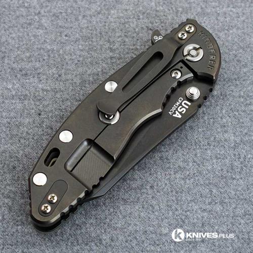 Hinderer Knives XM-18 3.5 Inch Knife - Gen 6 Wharncliffe - Stonewash Black DLC - CPM 20CV - Translucent G-10 Handle