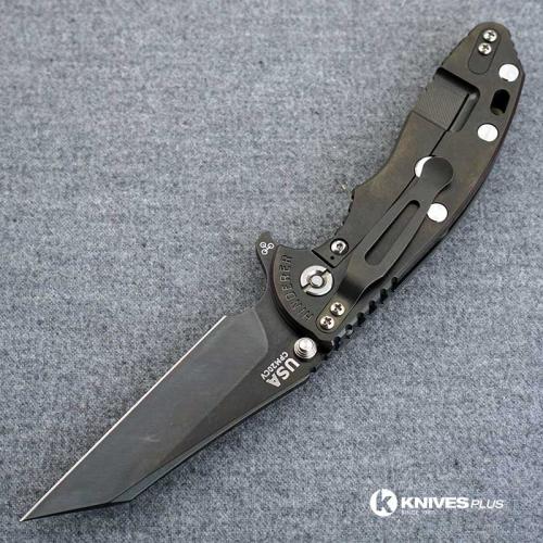 Hinderer Knives XM-18 3.5 Inch Knife - Gen 6 Wharncliffe - Stonewash Black DLC - CPM 20CV - Translucent G-10 Handle