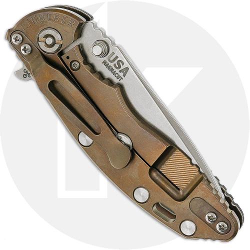 Rick Hinderer XM-18 3.25 Inch Knife - Stonewash MagnaCut Spanto - Black G10 / Stonewash Bronze Titanium