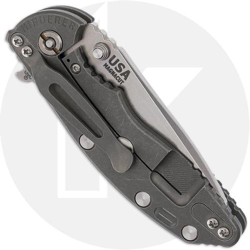 Rick Hinderer XM-18 3.25 Inch Knife - Stonewash MagnaCut Spanto - Black G10 / Working Finish Titanium