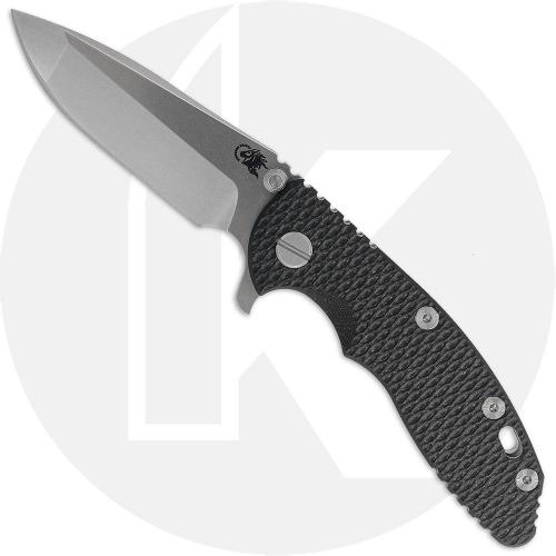 Rick Hinderer XM-18 3.25 Inch Knife - Stonewash MagnaCut Spanto - Black G10 / Working Finish Titanium