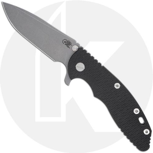 Rick Hinderer XM-18 3.25 Inch Knife - Working Finish MagnaCut Spanto - Black G10 / Working Finish Titanium