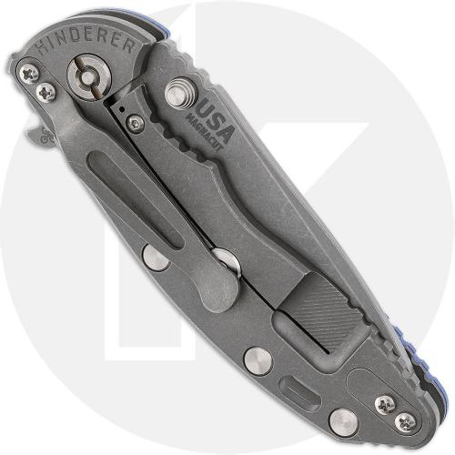 Rick Hinderer XM-18 3.25 Inch Knife - Working Finish MagnaCut Spanto - Blue G10 / Working Finish Titanium