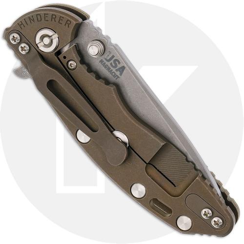 Rick Hinderer XM-18 3.25 Inch Knife - Working Finish MagnaCut Spanto - OD Green G10 / Battle Bronze Titanium