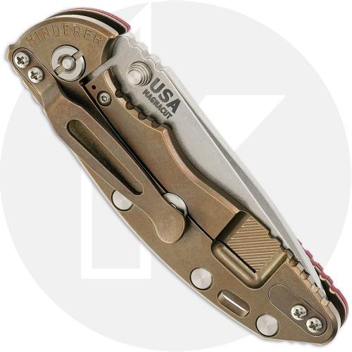 Rick Hinderer XM-18 3.25 Inch Knife - Stonewash MagnaCut Spanto - Red G10 / Stonewash Bronze Titanium - Non Flipper