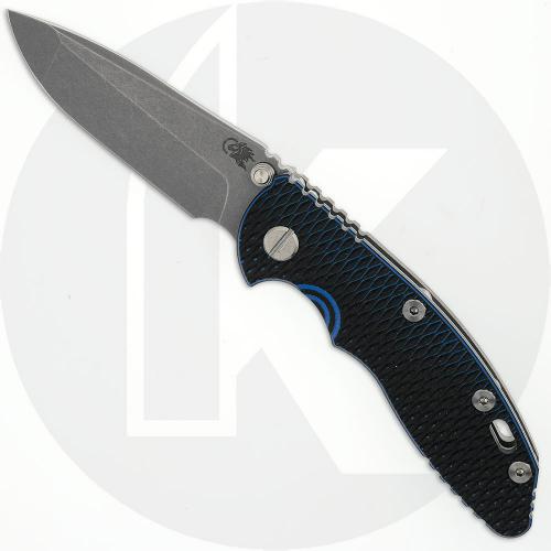 Rick Hinderer XM-18 3.25 Inch Knife - Working Finish MagnaCut Spanto - Blue/Black G10 / Working Finish Titanium - Non Flipper