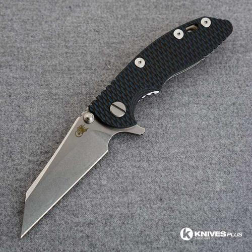 Hinderer Knives XM-18 3 Inch Knife - Gen 6 Wharncliffe - Tri Way Pivot - Stonewash - Blue / Black G-10 Handle