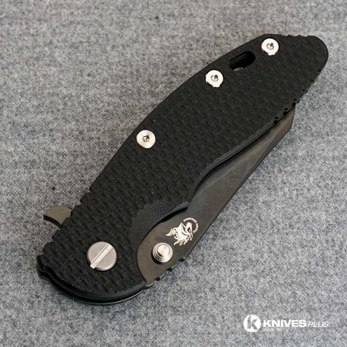 Hinderer Knives XM-18 3.5 Inch Knife - Gen 6 Wharncliffe - Tri Way Pivot - Stonewash Black DLC - Black G-10 Handle