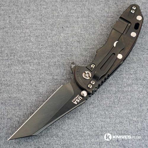 Hinderer Knives XM-18 3.5 Inch Knife - Gen 6 Wharncliffe - Tri Way Pivot - Stonewash Black DLC - Black G-10 Handle