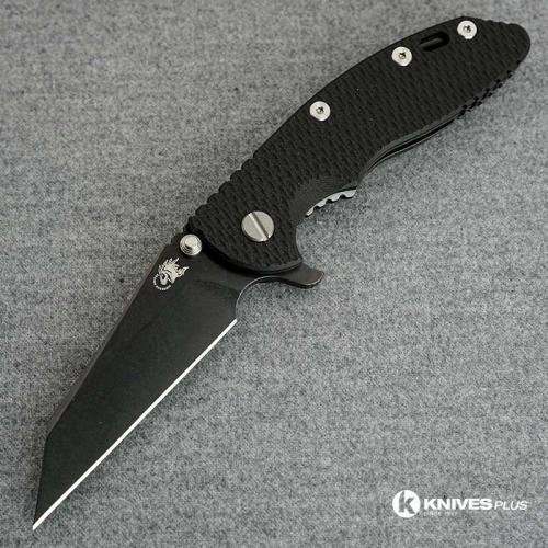 Hinderer Knives XM-18 3.5 Inch Knife - Gen 6 Wharncliffe - Tri Way Pivot - Stonewash Black DLC - Black G-10 Handle