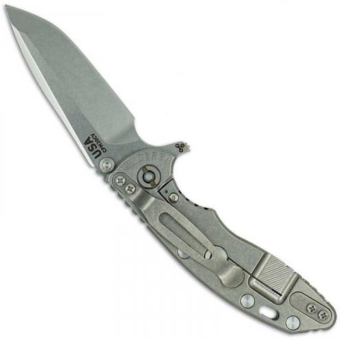 Hinderer Knives XM-18 3 Inch Knife - Spanto - Tri Way Pivot - Stonewash - Black G-10 Handle
